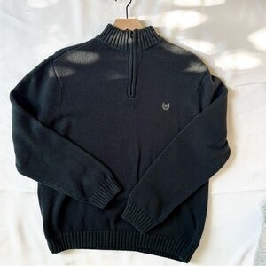 Chaps Quarter Zip Black Sweater, Size L